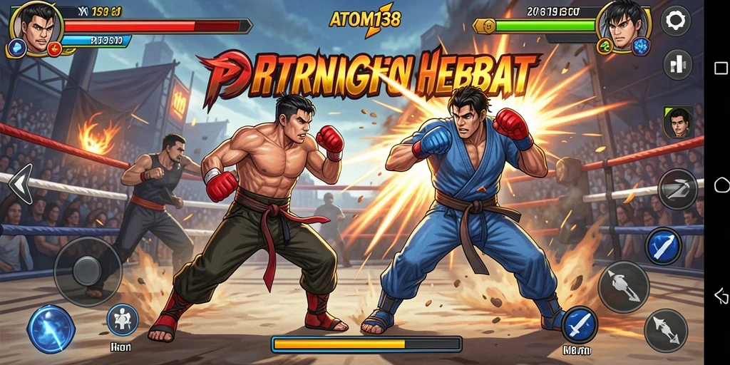 Tangkapan layar ATOM138 menampilkan aksi pertarungan intens yang mengagumkan.