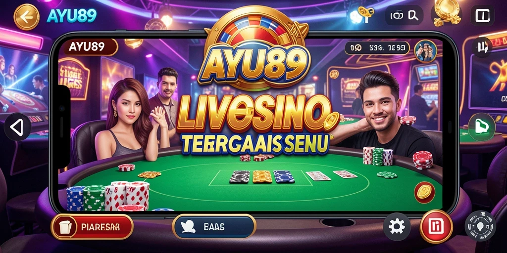 Tampilan gameplay AYU89 yang menampilkan dealer dan permainan Live Casino.