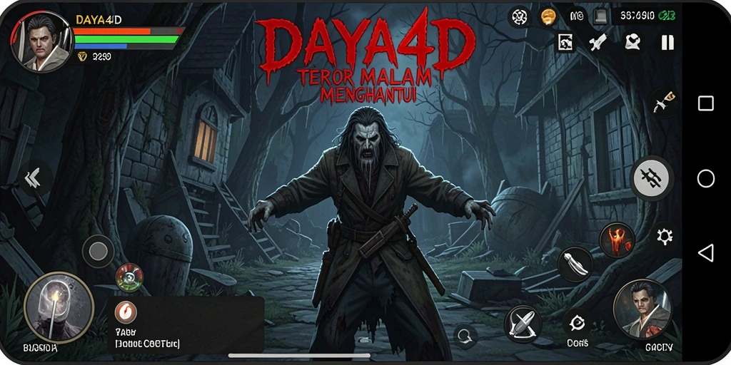 Screenshot utama <strong>DAYA4D</strong> menampilkan suasana mencekam di dalam permainan.