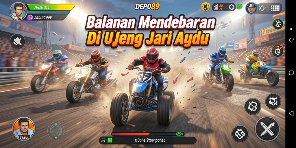 Tampilan gameplay seru DEPO89 dengan berbagai mobil balap.