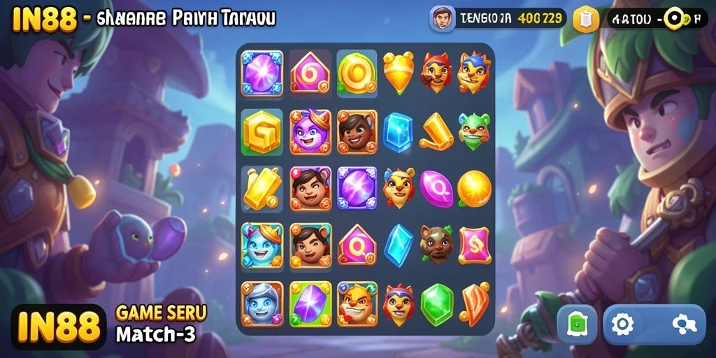 Tangkapan layar menunjukkan gameplay Match-3 yang penuh warna dan menarik.