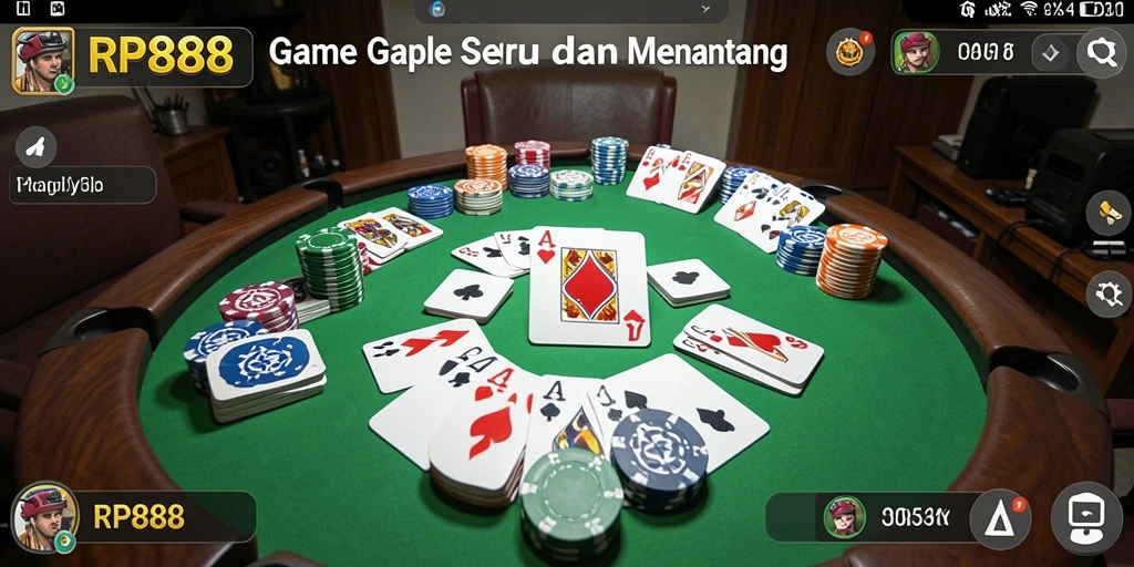 Tampilan gameplay seru RP888 dengan pemain menikmati permainan Gaple.