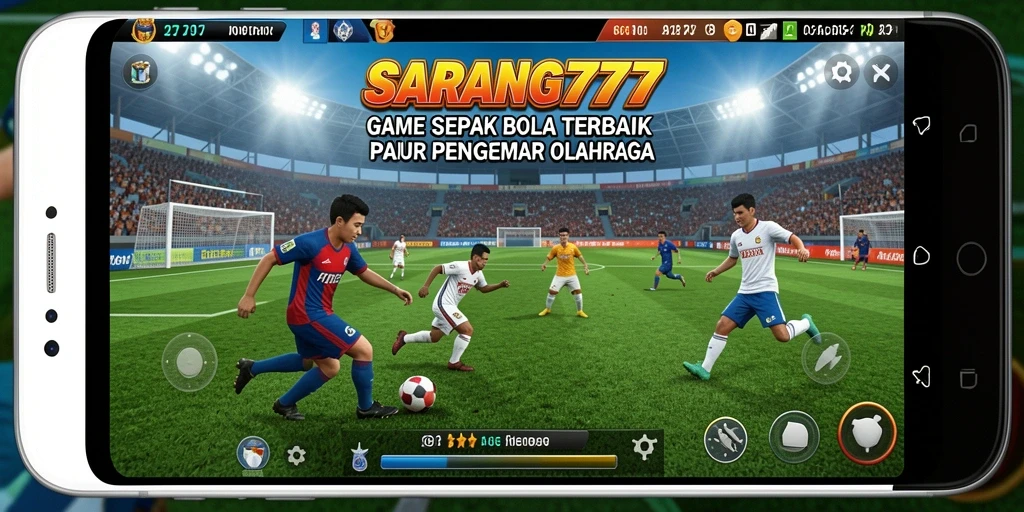 Gameplay SARANG777 menampilkan aksi sepak bola yang seru dan mendebarkan.