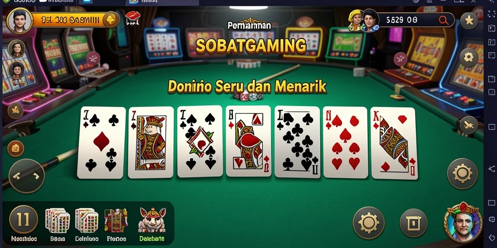 Tampilan gameplay seru pada SOBATGAMING dengan aksi Domino.